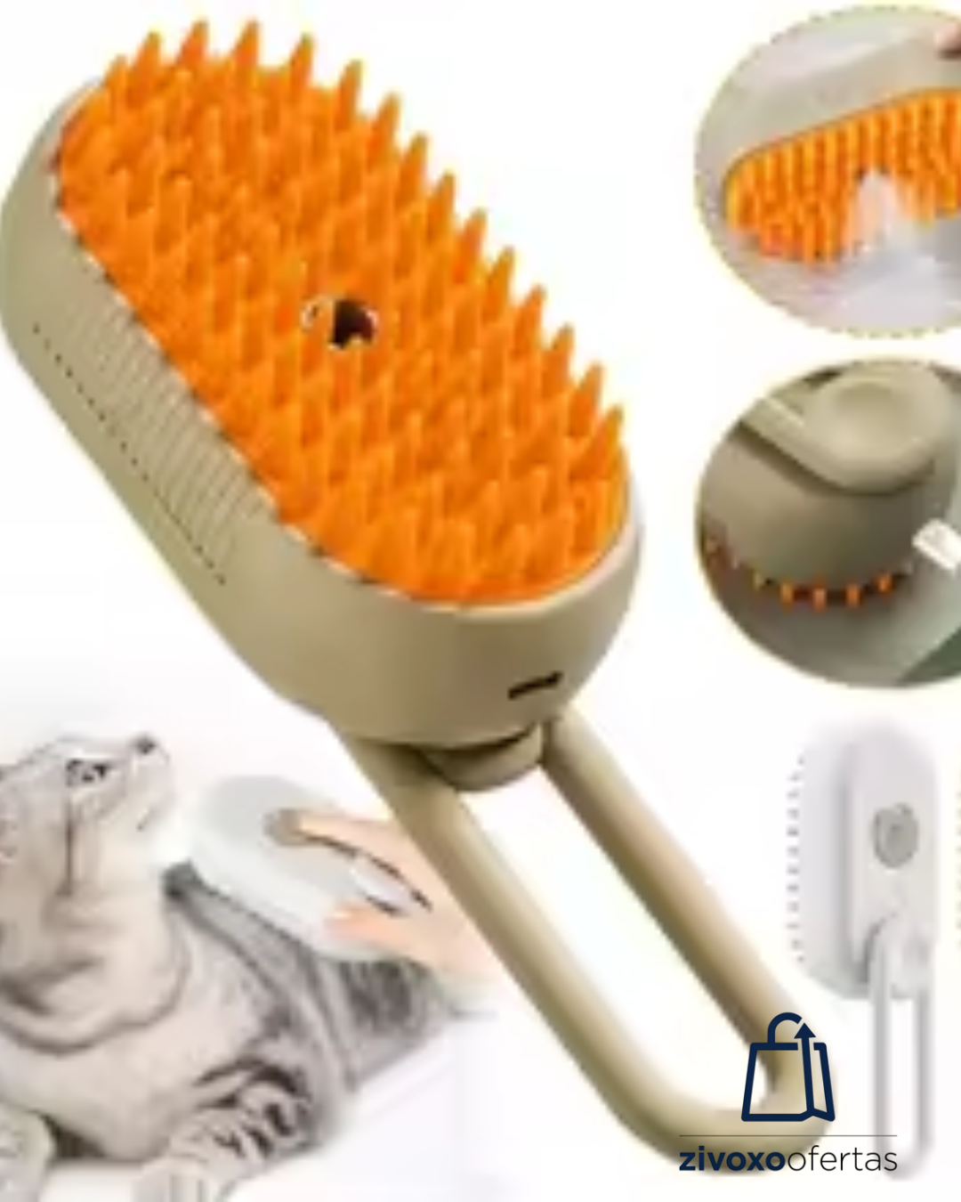 Cepillo de Vapor 3 en 1 para Mascotas